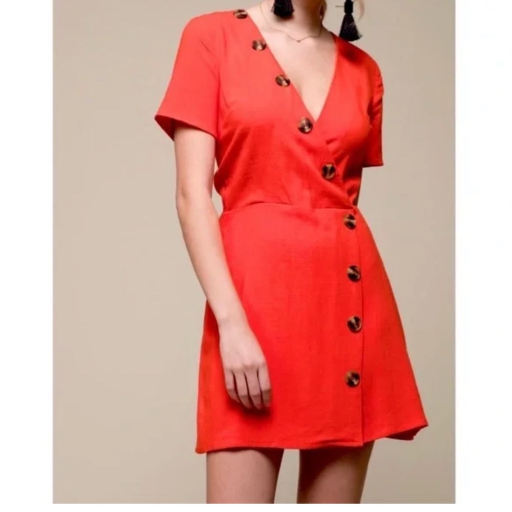 Moon River Red Linen Summer Dress, size Small, NWOT